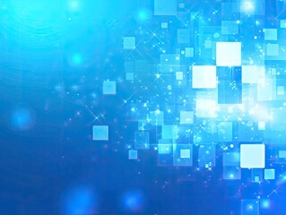 Abstract digital background with light blue gradients and glowing white squares