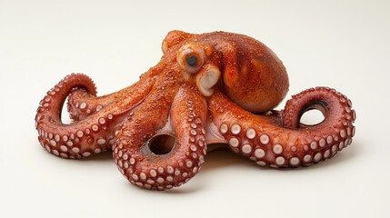 Roasted octopus on white background