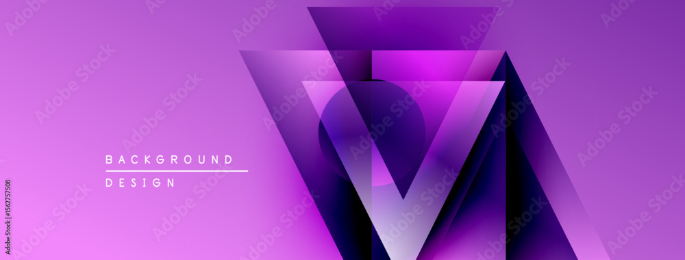 Aufkleber Abstract purple design features layered geometric shapes. Gradient colors create depth, modern aesthetic. Minimal text present.