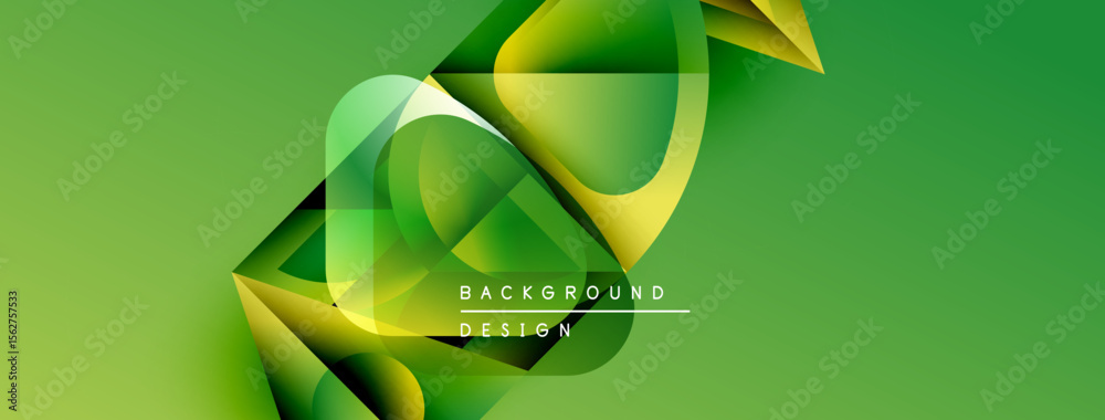 Poster abstract green design features flowing shapes, gradients. modern background suitable for banners, pr