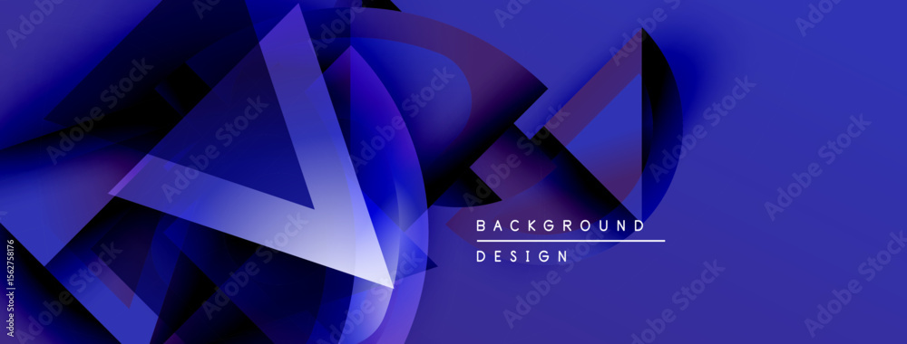 Poster abstract geometric shapes, vibrant blue hues, dynamic composition. modern design elements create sle