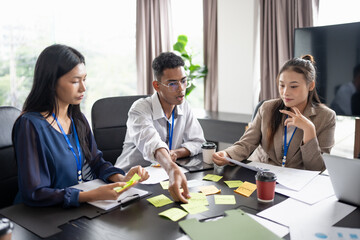 Business asian Multicultural businesspeople working project  working together in office conference...