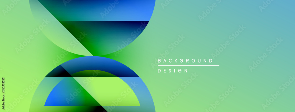 Aufkleber Abstract geometric shapes overlap, creating vibrant color gradients. Light green background provides soft contrast. Minimalist design elements present.