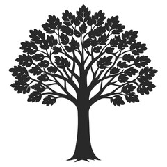 Eucalyptus tree vector silhouette illustration isolated on white background