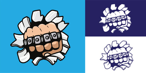 fist hitting the wall illustration good for sticker, badge, logo, decals, element design, etc