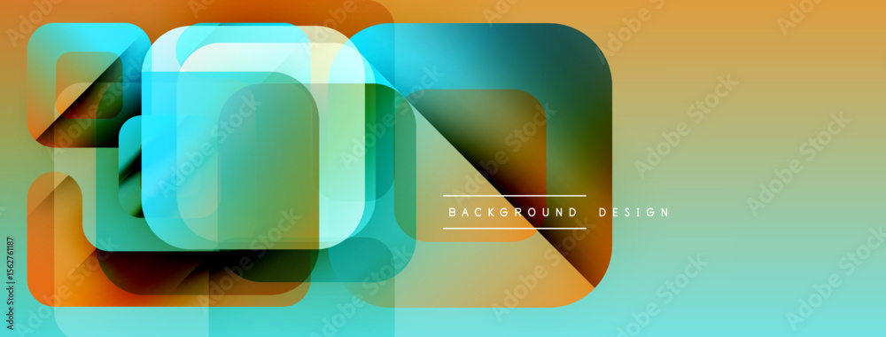 Aufkleber Abstract geometric design. Overlapping squares, rectangles create vibrant color gradients. Modern background suitable for digital projects.