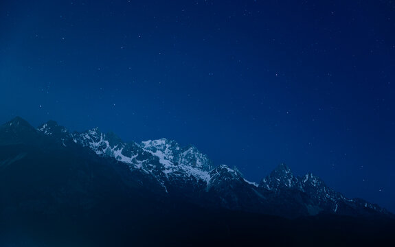 Snow-Capped Mountains at night