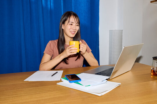Busy woman looking at her laptop