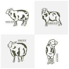 Set of Sheep logo design vector. Silhouette Sheep Template Illustration. Icon Symbol