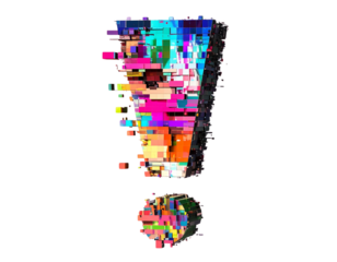 Glitch Effect Exclamation Mark Icon, isolated on a transparent background