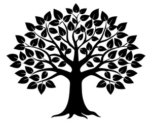 Obraz premium Fig Tree vector silhouette illustration isolated on white background