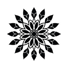 Fototapeta premium Black and white floral art pattern with abstract blossoms and leaves