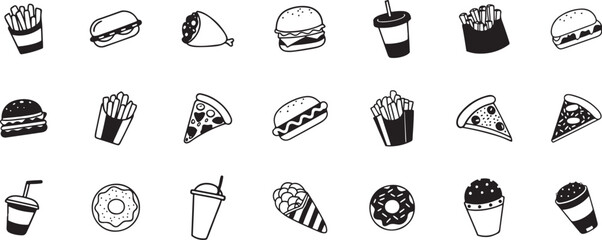 Fast Food Icon Set in Minimal Style