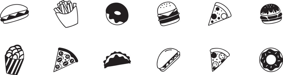 Fast Food Icon Set in Minimal Style