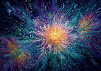 Fototapeta premium Abstract floral explosion in vibrant colors
