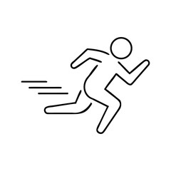 Running man icon depicting a dynamic silhouette of a person in motion, a symbol of speed, sport, and success stickman running man people sign symbol icon logo run fast icon silhouette vector