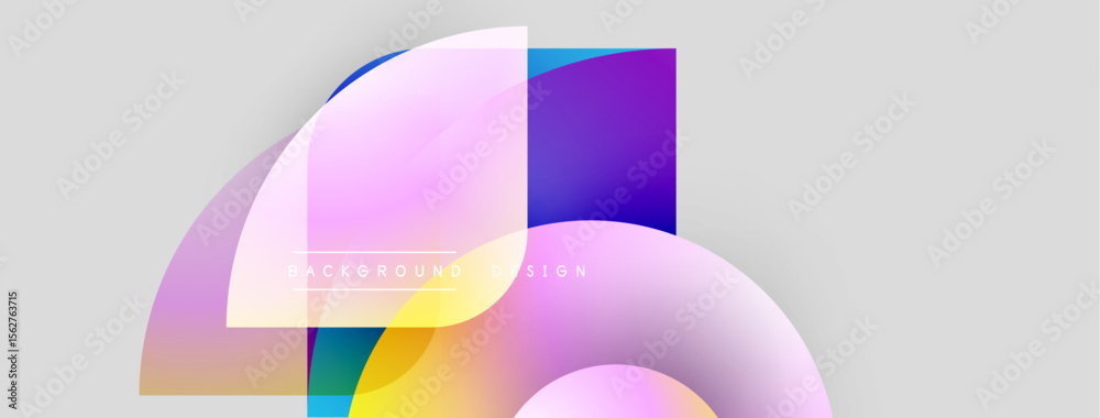Poster Abstract shapes overlap, creating vibrant color gradients. Modern design, smooth transitions, light background. Minimalist aesthetic, dynamic composition.