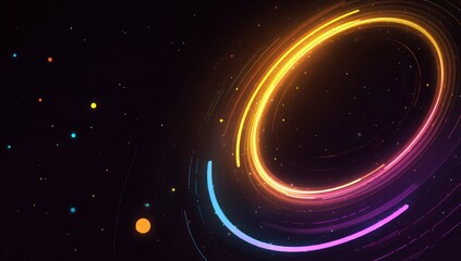 Abstract swirling neon rings