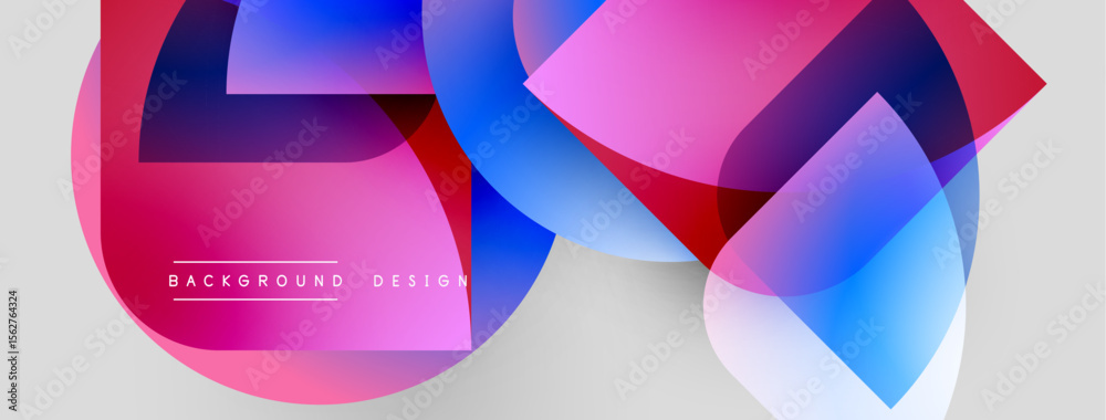 Poster Abstract colorful shapes overlap. Gradient hues blend, creating dynamic visual effect. Modern design element for backgrounds, banners.
