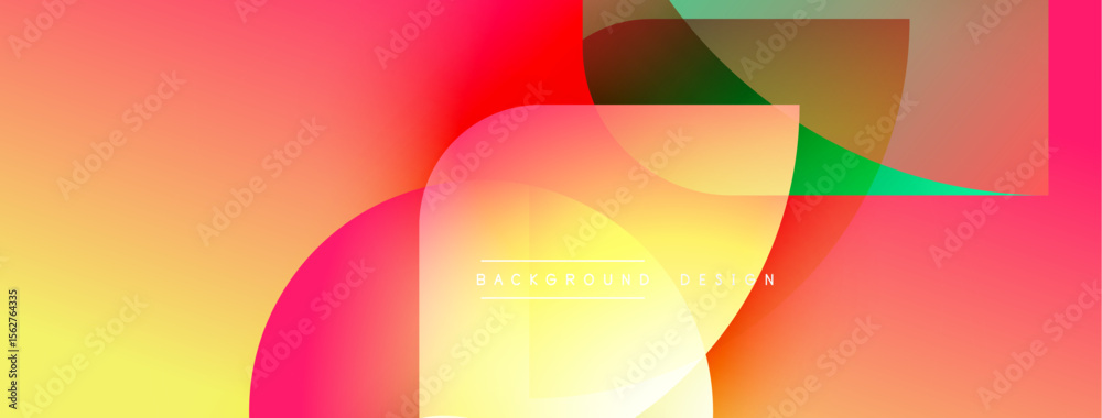 Aufkleber Abstract colorful shapes overlap. Gradient hues blend, creating dynamic visual effect. Modern design element for backgrounds.