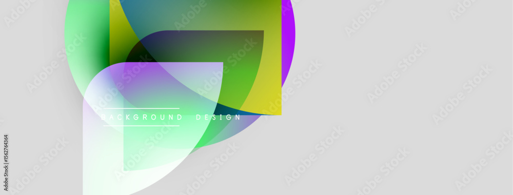 Aufkleber Abstract colorful shapes overlap, creating dynamic background. Gradient hues blend, offering modern design element. Minimalist aesthetic.