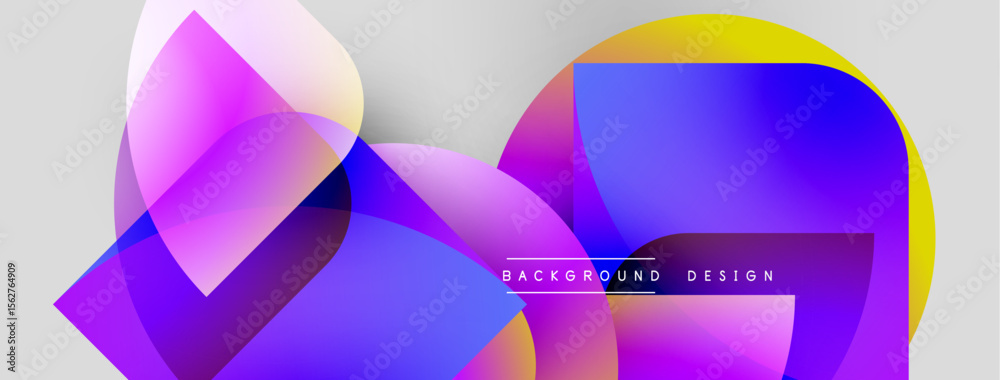 Aufkleber Abstract colorful shapes overlap, creating dynamic visual effect. Gradient hues blend, forming modern background design.
