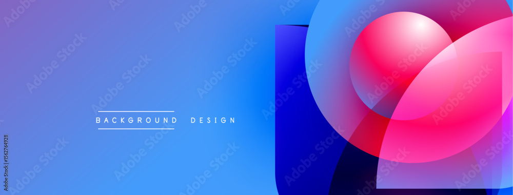 Poster Abstract blue purple design. Overlapping circles create modern visual effect. Text reads background design. Simple, clean aesthetic.