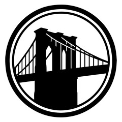 Brooklyn Bridge iconic suspension bridge in New York City on transparent background
