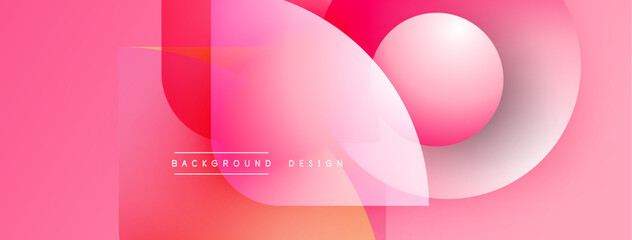 Abstract pink background. Overlapping shapes create dynamic visual effect. Modern design elements suggest fluidity, vibrancy.