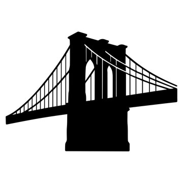 Brooklyn Bridge iconic suspension bridge in New York City on transparent background
