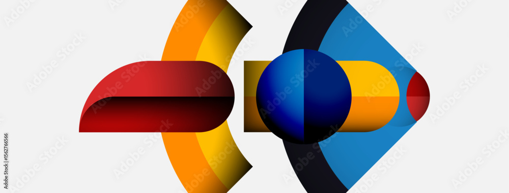 Poster Abstract shapes overlap, creating vibrant color blends. Smooth gradients suggest light, depth, modern design aesthetic.
