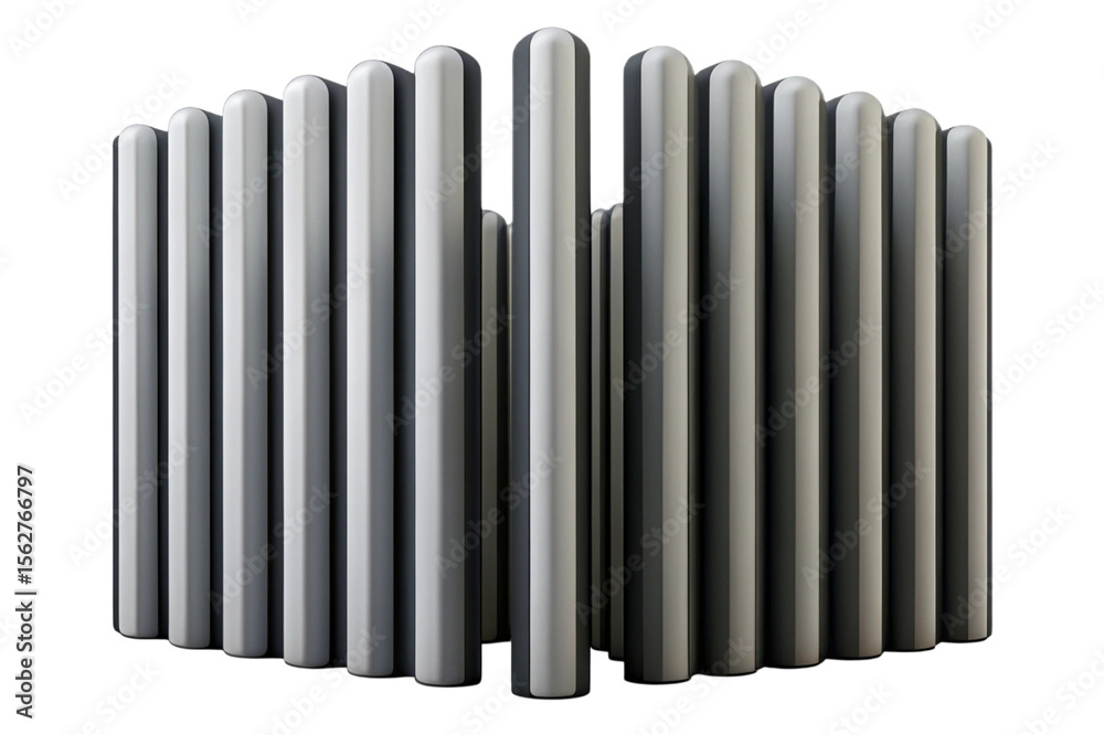 Fototapete abstract arrangement of rounded vertical bars with alternating light and dark shades isolated on tra