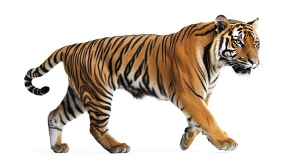 Obraz premium Tiger walking, isolated white background