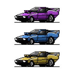 Fototapeta premium Vector pixel art muscle car illustration
