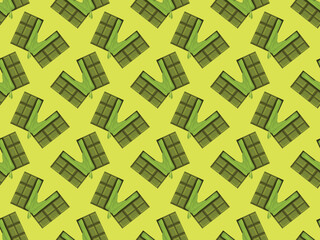 matcha set powder green tea japanese leaf ingredient powder element herb traditional cartoon icon