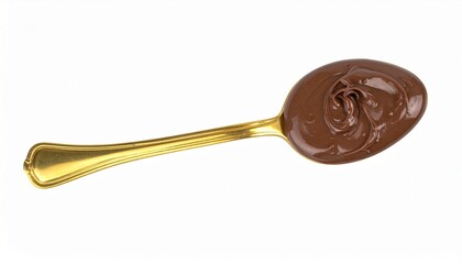 Golden Spoon of Delicious Chocolate Hazelnut Spread