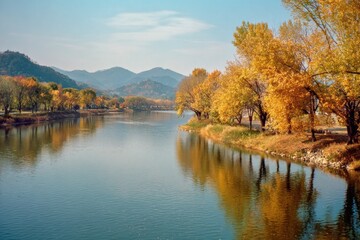 Obraz premium Autumnal river landscape