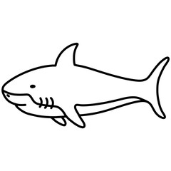 Hand drawn shark cartoon illustration outline 