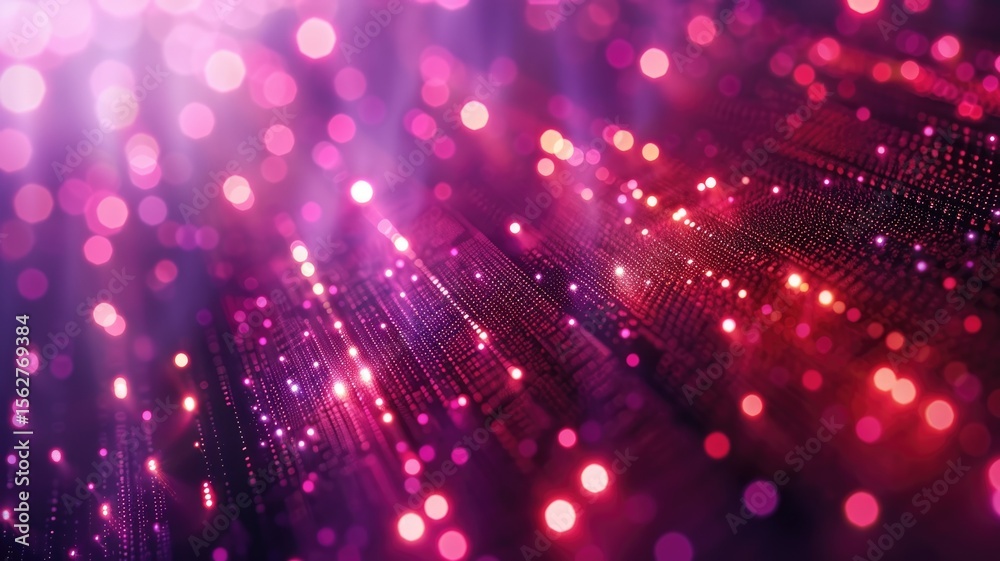 Poster abstract picture of neon light particle with digital technology style design connecting become dynam