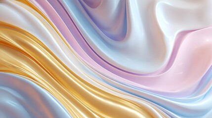 Obraz premium Soft Pastel Abstract Flowing Silk Fabric Texture with Gold Accents Modern Art Background Pastel