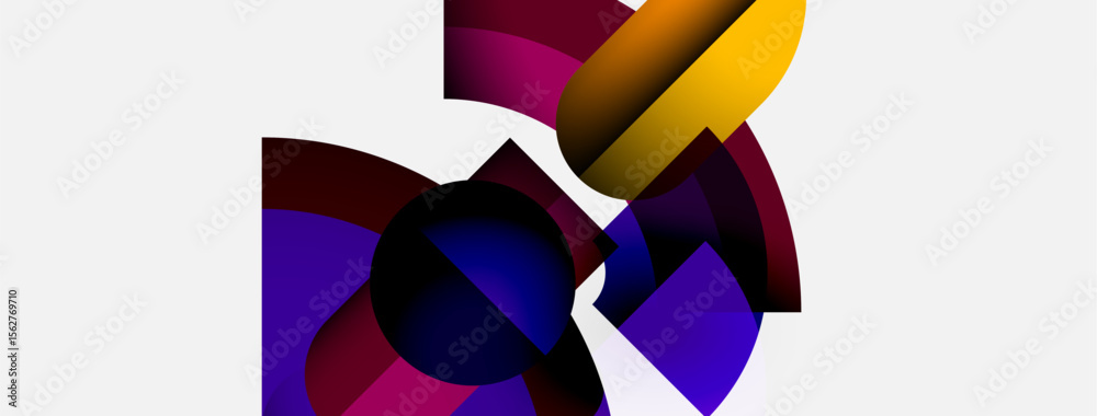 Aufkleber Abstract composition featuring overlapping colorful shapes. Gradient hues create dynamic visual interest, modern aesthetic.