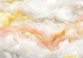 Fototapeta premium Abstract Marbled Background with Gold Accents in Soft Pink White and Gray Tones