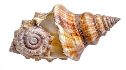 Obraz premium Detailed seashell on white background