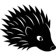 Stylized black silhouette of a hedgehog with spiky back