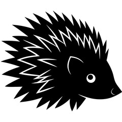 Stylized black silhouette of a hedgehog with spiky back