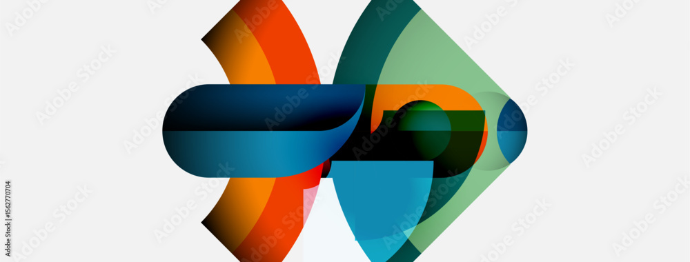Aufkleber Abstract shapes overlap, creating dynamic composition. Colors blend, forming interesting visual texture. Modern design, clean aesthetic.