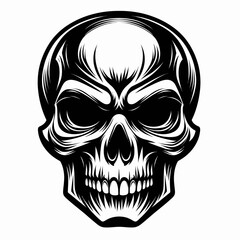 Aggressive Black and White Skull Vector Illustration