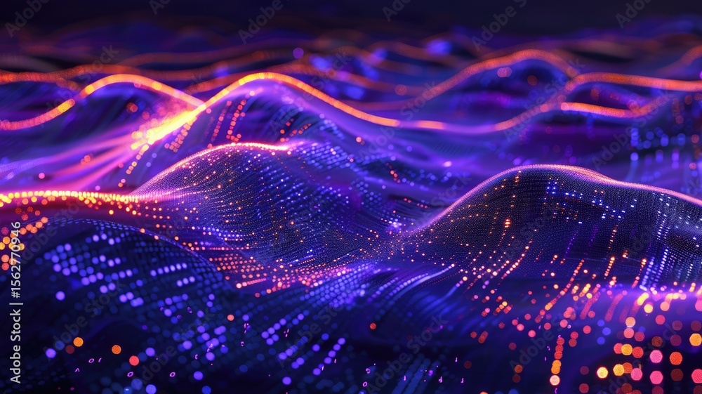 Poster abstract explosion with bright particles and dynamic motion. digital art for design with vibrant col