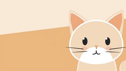 Cute cartoon cat pet in playful expression with copy space. Delightful kitten charming by innocent eyes of kid create adorable scene perfect for a child friendly or cheerful background design. AIG53.