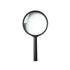 Classic magnifying glass with a black handle isolated on transparent background